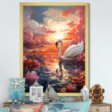 Graceful Mirage Swans - Swans Large Canvas Wall Art