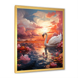 Graceful Mirage Swans - Swans Large Canvas Wall Art