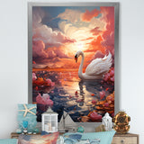 Graceful Mirage Swans - Swans Large Canvas Wall Art