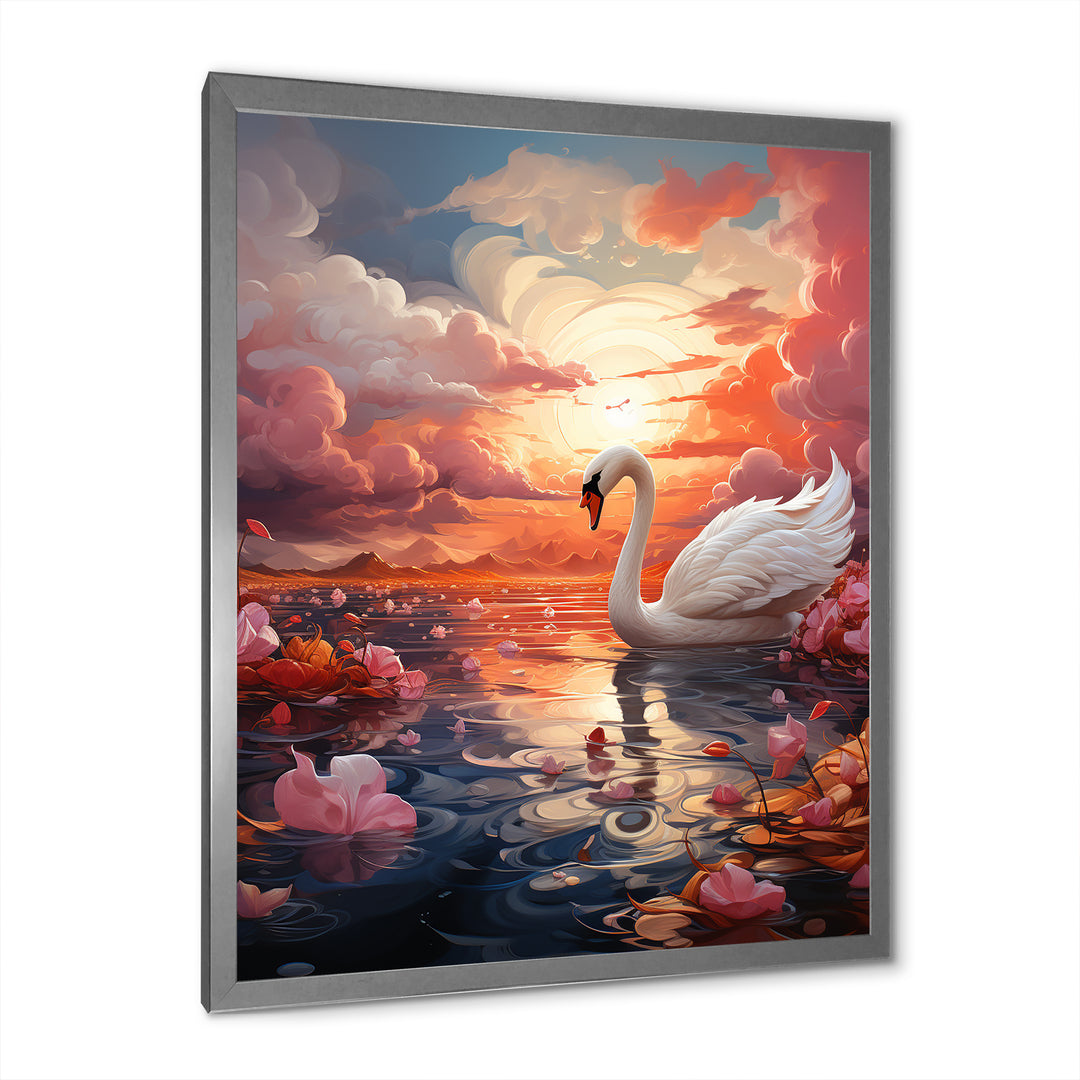 Graceful Mirage Swans - Swans Large Canvas Wall Art