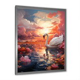 Graceful Mirage Swans - Swans Large Canvas Wall Art