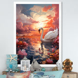 Graceful Mirage Swans - Swans Large Canvas Wall Art