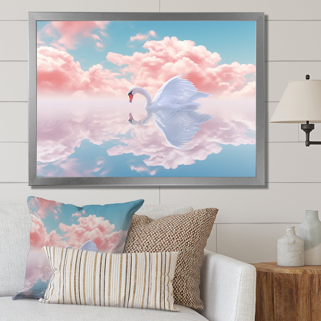 Graceful Mirage Sawn Clouds - Swans Living Room Wall Art