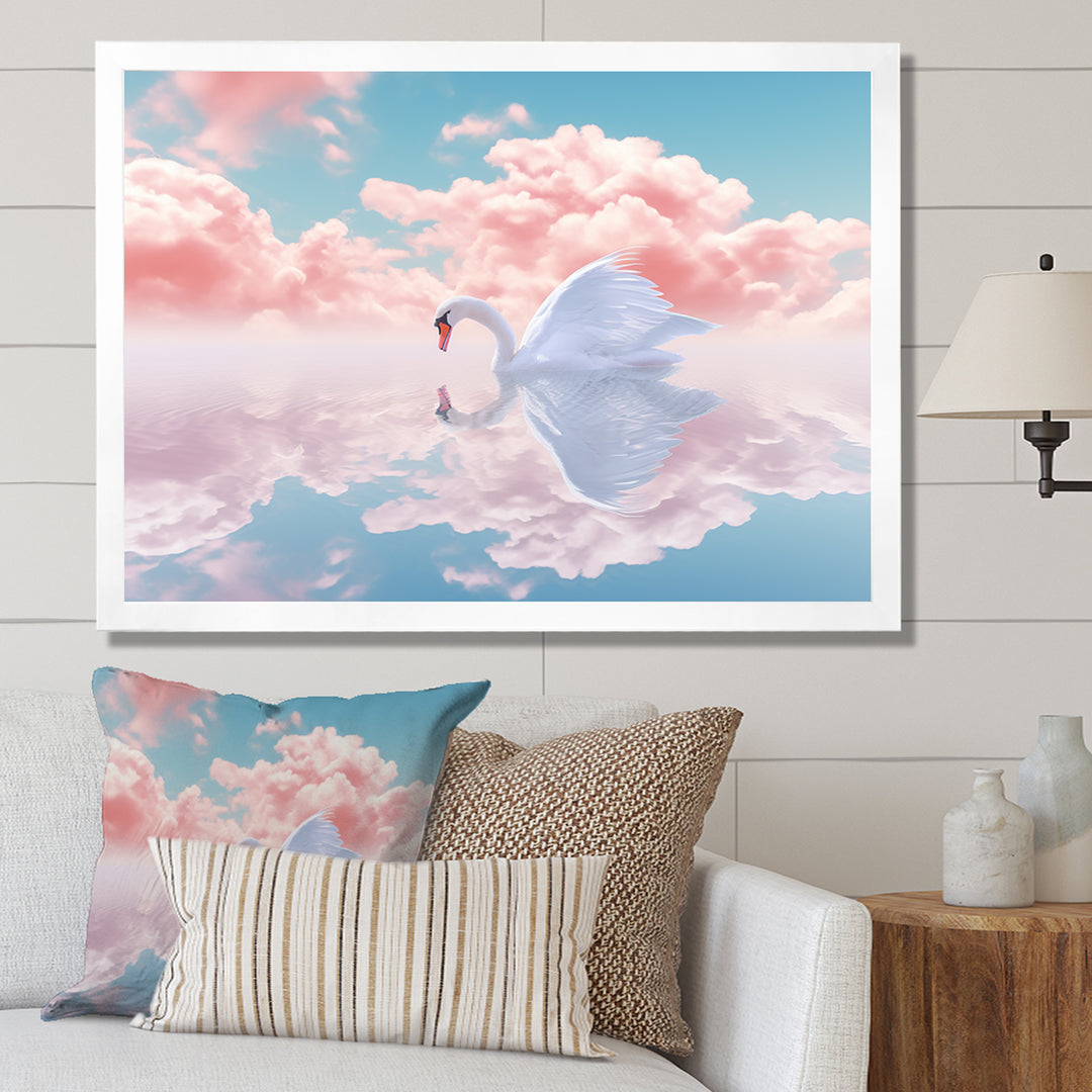 Graceful Mirage Sawn Clouds - Swans Living Room Wall Art