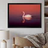 Coral Swan At Dusk - Swans Canvas Wall Art