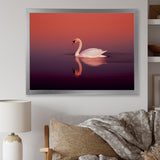 Coral Swan At Dusk - Swans Canvas Wall Art