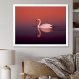 Coral Swan At Dusk - Swans Canvas Wall Art