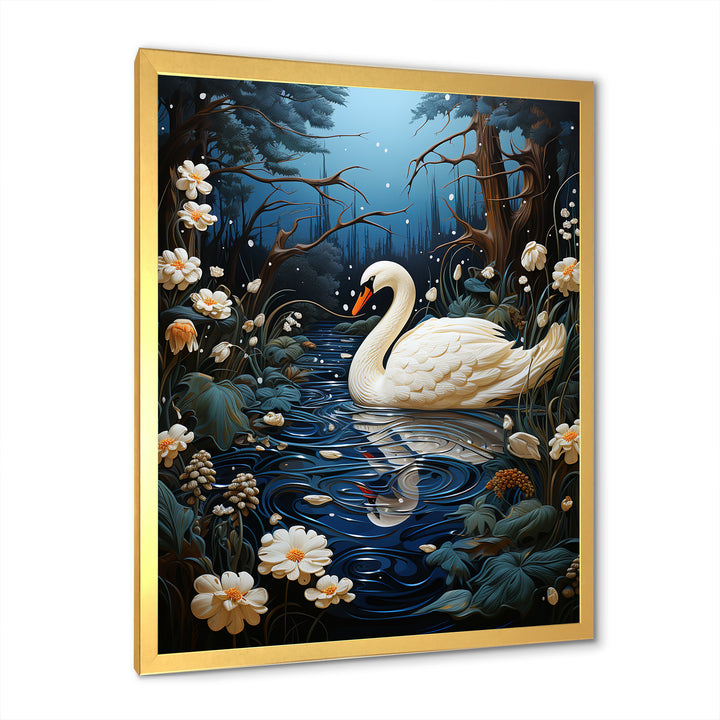 Swan In The Night - Swans Wall Art Prints