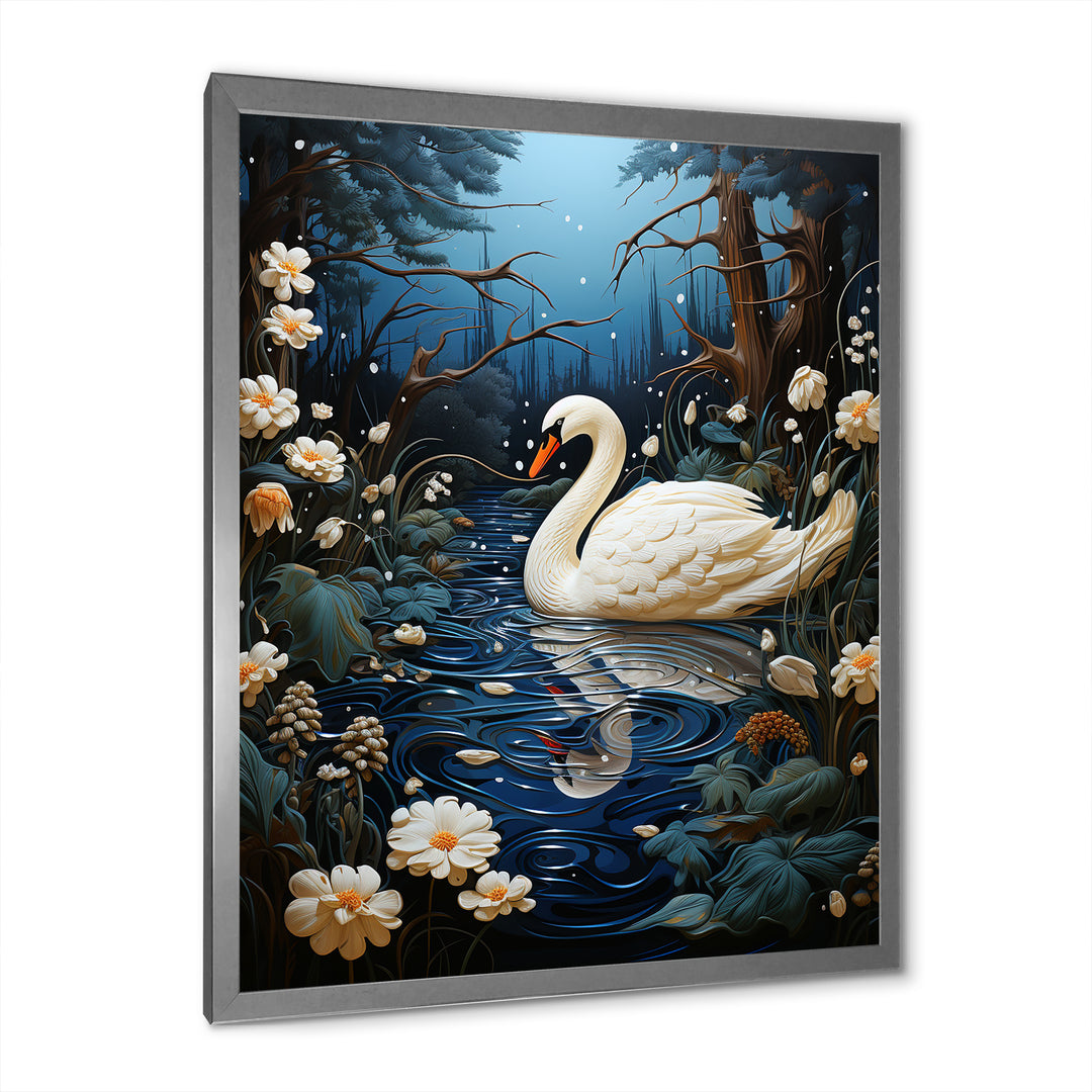 Swan In The Night - Swans Wall Art Prints