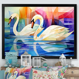 Cubic Swan Sonata Melody - Purple Swans Wall Art