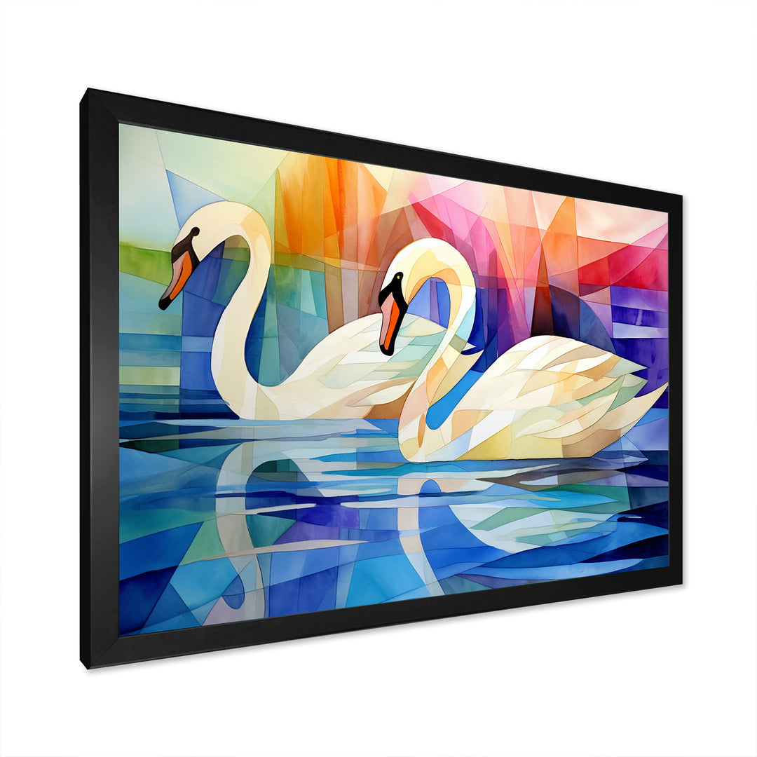 Cubic Swan Sonata Melody - Purple Swans Wall Art
