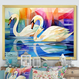 Cubic Swan Sonata Melody - Purple Swans Wall Art