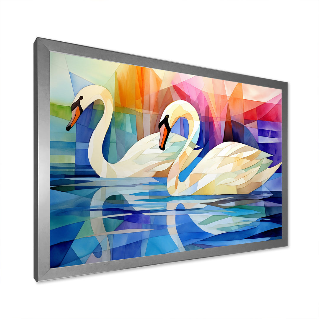 Cubic Swan Sonata Melody - Purple Swans Wall Art
