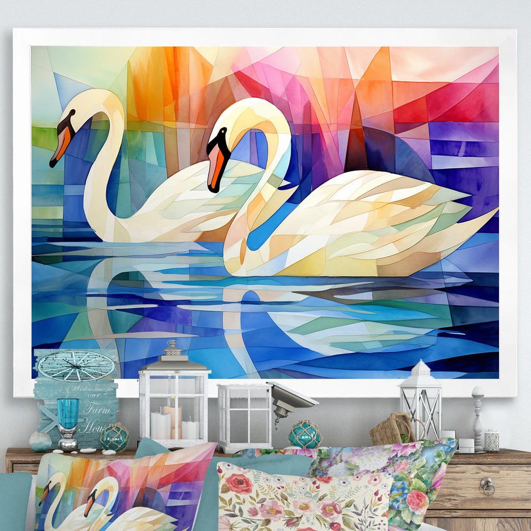 Cubic Swan Sonata Melody - Purple Swans Wall Art