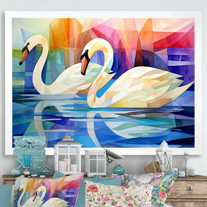 Cubic Swan Sonata Melody - Purple Swans Wall Art