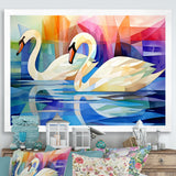 Cubic Swan Sonata Melody - Purple Swans Wall Art