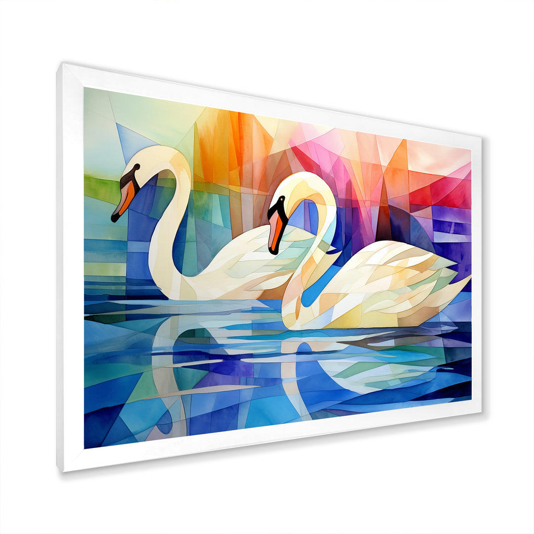 Cubic Swan Sonata Melody - Purple Swans Wall Art