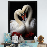 Swans Romantic Portrait - Swans Framed Canvas Art