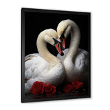 Swans Romantic Portrait - Swans Framed Canvas Art