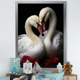 Swans Romantic Portrait - Swans Framed Canvas Art