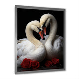Swans Romantic Portrait - Swans Framed Canvas Art