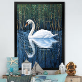 Swans Reflection By The River - Swans Canvas Wall Art