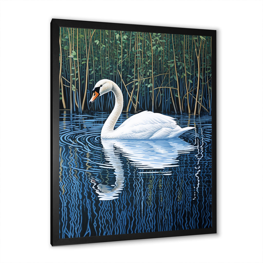 Swans Reflection By The River - Swans Canvas Wall Art