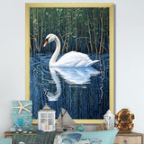 Swans Reflection By The River - Swans Canvas Wall Art
