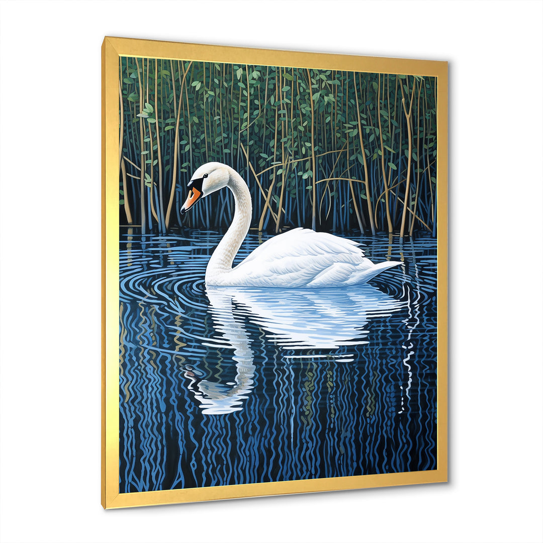 Swans Reflection By The River - Swans Canvas Wall Art