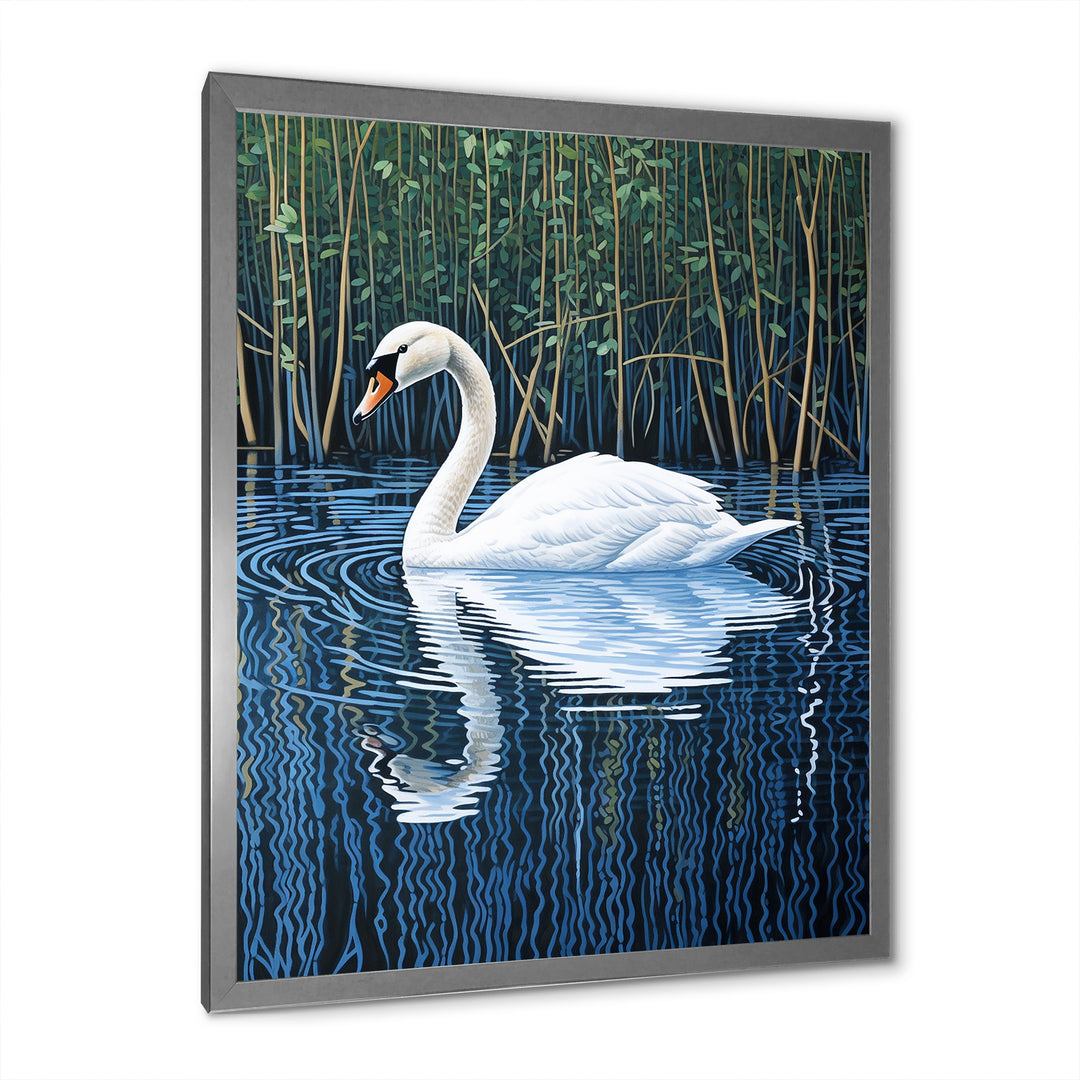Swans Reflection By The River - Swans Canvas Wall Art