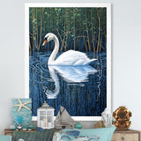 Swans Reflection By The River - Swans Canvas Wall Art