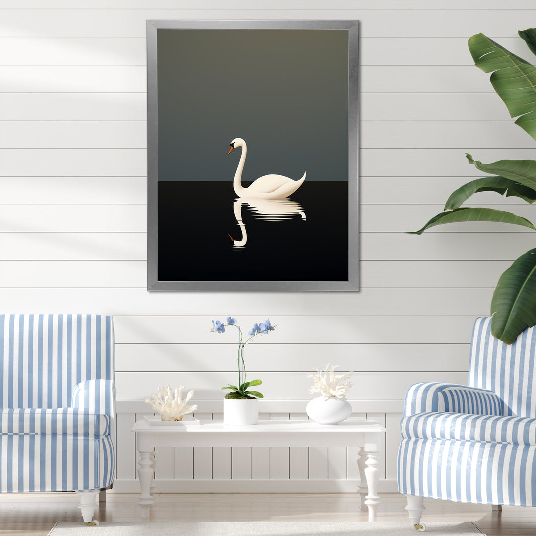 Swans Solitude In Black And White - Swans Wall Art Prints