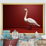 Swans Solitude In Red And White - Red Swans Wall Art