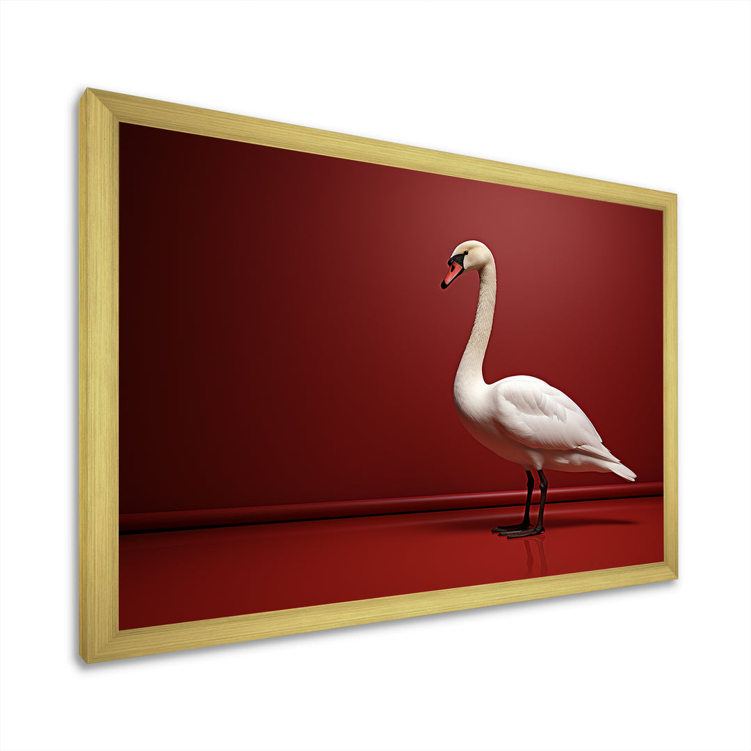 Swans Solitude In Red And White - Red Swans Wall Art