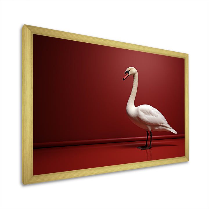 Swans Solitude In Red And White - Red Swans Wall Art
