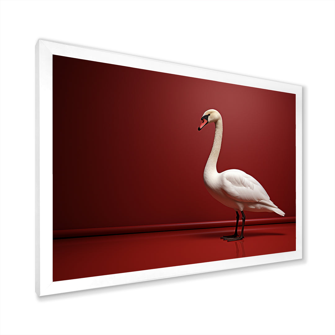 Swans Solitude In Red And White - Red Swans Wall Art