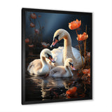 Peaceful Swans Family - Swans Large Canvas Wall Art