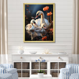 Peaceful Swans Family - Swans Large Canvas Wall Art