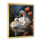 Peaceful Swans Family - Swans Large Canvas Wall Art