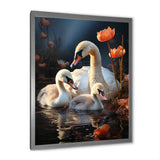Peaceful Swans Family - Swans Large Canvas Wall Art