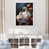 Peaceful Swans Family - Swans Large Canvas Wall Art