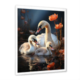Peaceful Swans Family - Swans Large Canvas Wall Art