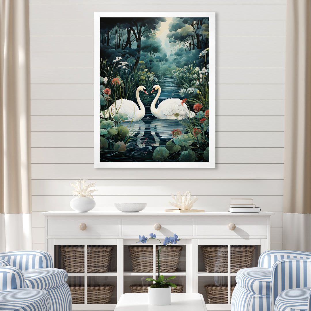 Swans Eternal Love - Swans Living Room Wall Art