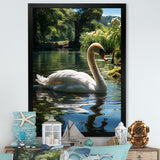 Swans Refuge In Tropical Lake - Swans Canvas Wall Art