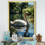Swans Refuge In Tropical Lake - Swans Canvas Wall Art