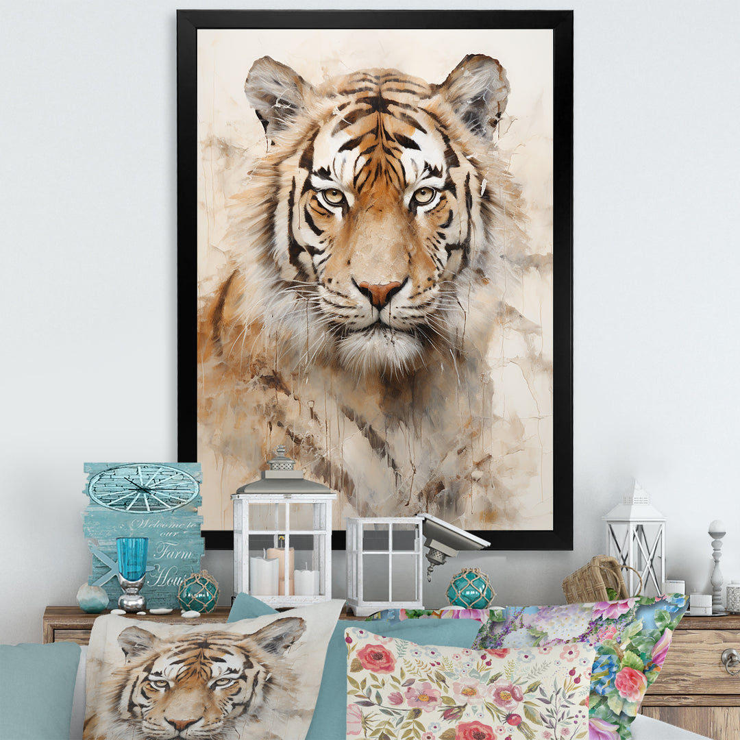 Minimalism Beige Tiger - Beige Tiger Wall Art