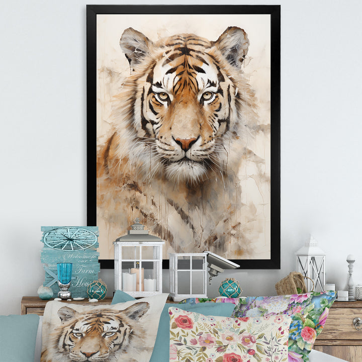 Minimalism Beige Tiger - Beige Tiger Wall Art