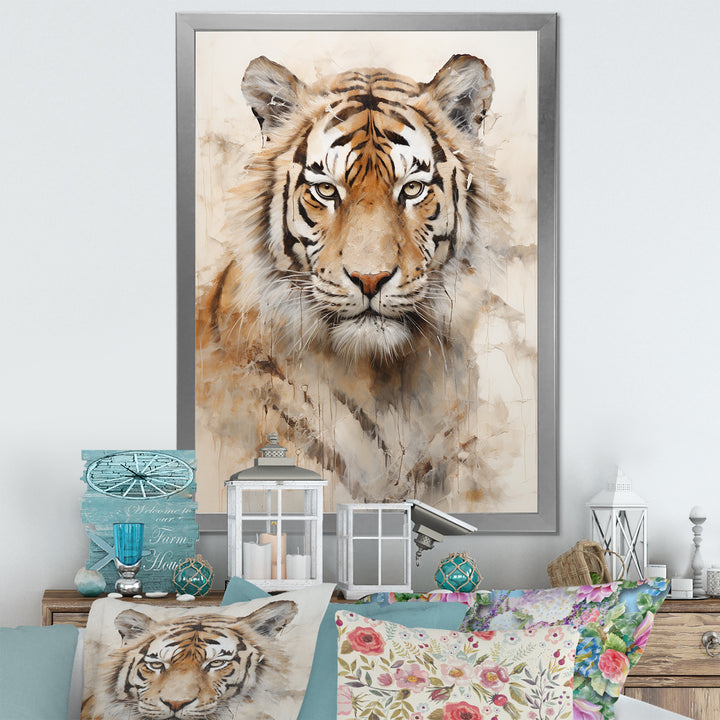 Minimalism Beige Tiger - Beige Tiger Wall Art