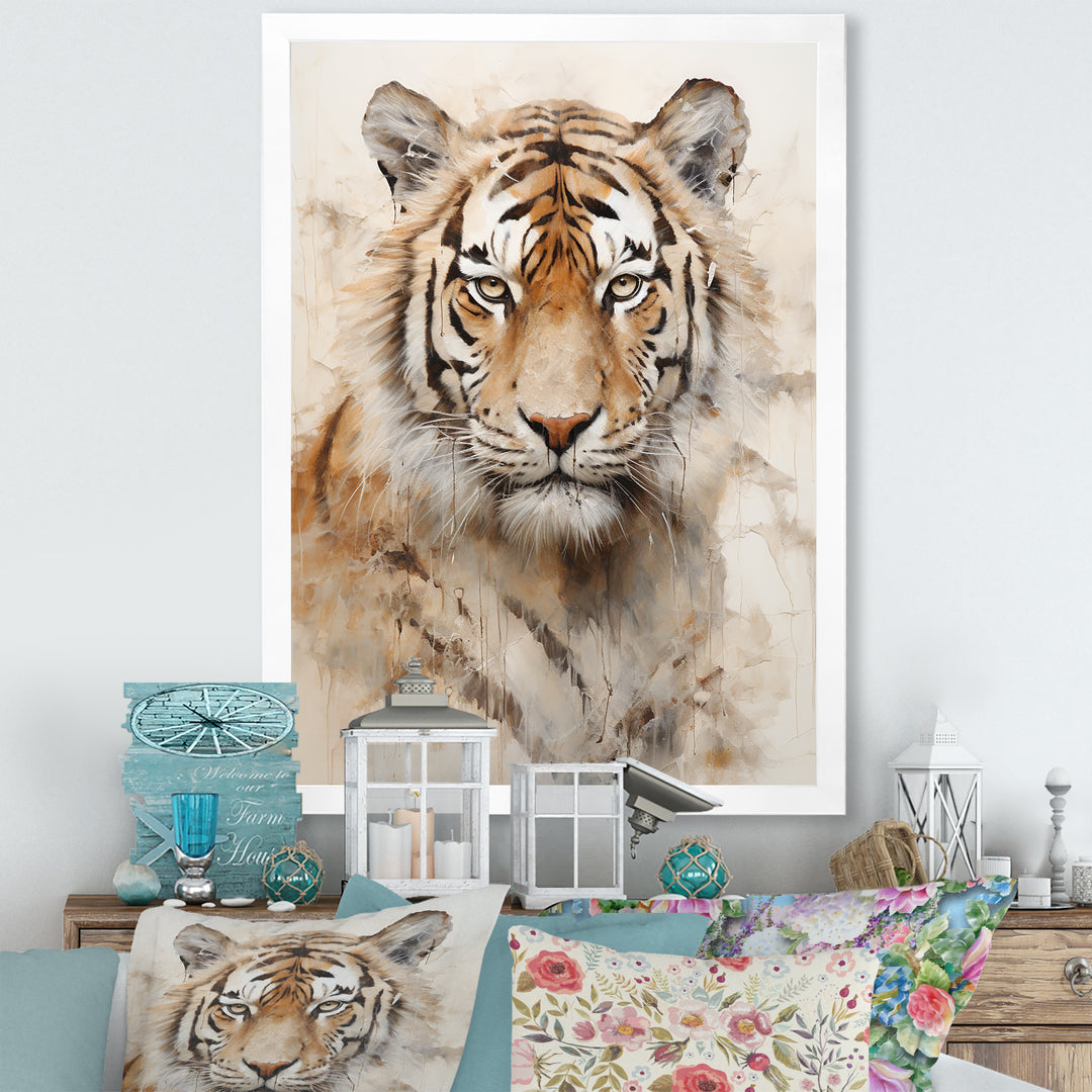 Minimalism Beige Tiger - Beige Tiger Wall Art