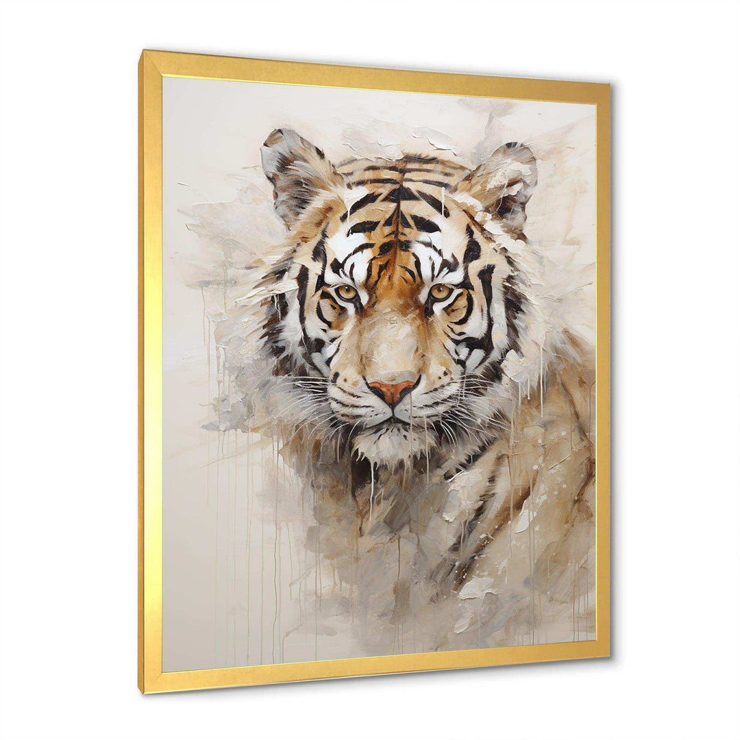 Minimalism Beige Tiger III - Animals Canvas Wall Art